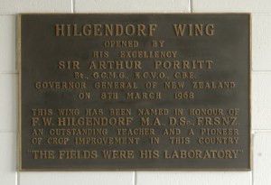Hilgendorf Wing dedication plaque (Photo: Lincoln University Community Archive)